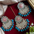 Rama Green Beaded Kundan Earrings & Maang Tikka Set from Trenzify Store.