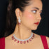 American Diamond (CZ) ruby rectangular stone necklace set with matching earrings β imitation jewelry from Trenzify Store.