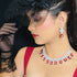 American Diamond (CZ) ruby rectangular stone necklace set with matching earrings β imitation jewelry from Trenzify Store.