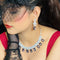 American Diamond (CZ) blue rectangular stone necklace set with matching earrings β imitation jewelry from Trenzify Store.
