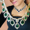Model wearing American Diamond (CZ) green teardrop necklace set with matching earrings β imitation jewelry from Trenzify Store.