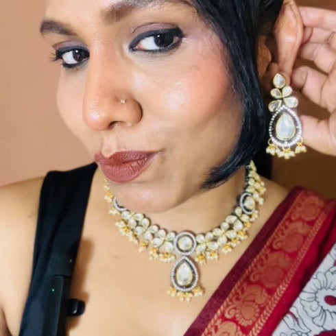 Beautiful Two-Tone Kundan Choker Set for Women from Trenzify Store.