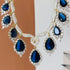 American Diamond (CZ) blue teardrop necklace set with matching earrings – imitation jewelry from Trenzify Store.