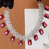 American Diamond (CZ) ruby rectangular stone necklace set with matching earrings β imitation jewelry from Trenzify Store.