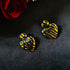 Molten Heart anti-tarnish enamel stud earrings in black with high gold plating on stainless steel from Trenzify Store