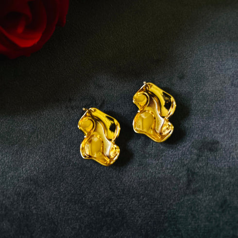 Luna Melt anti-tarnish enamel stud earrings in white with high gold plating and glossy enamel finish from Trenzify Store