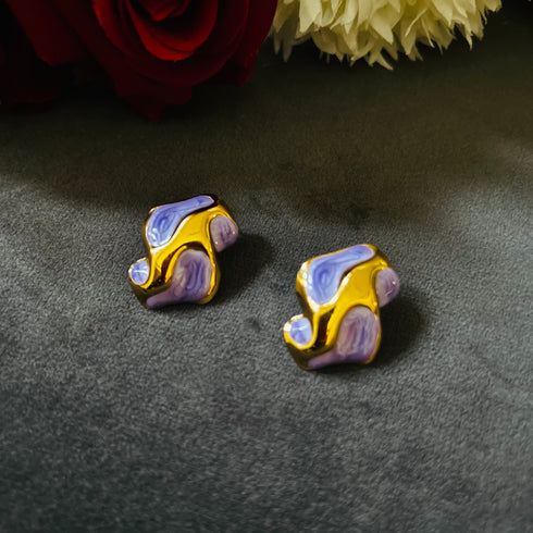 Luna Melt anti-tarnish enamel stud earrings in purple with high gold plating and glossy enamel finish from Trenzify Store