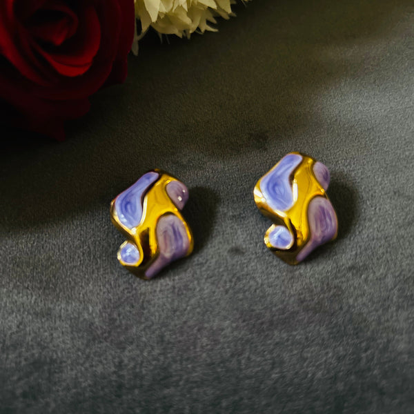 Luna Melt anti-tarnish enamel stud earrings in purple with high gold plating and glossy enamel finish from Trenzify Store