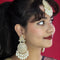 High Gold Kundan Pearl Earrings & Maang Tikka Set from Trenzify Store.
