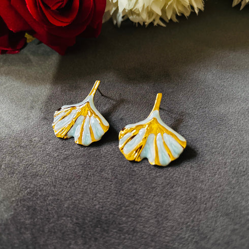 Petal Flow anti-tarnish enamel drop earrings in mint green with high gold plating on stainless steel from Trenzify Store