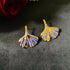 Petal Flow anti-tarnish enamel drop earrings in purple with high gold plating on stainless steel from Trenzify Store