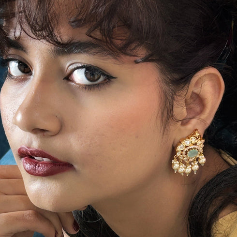 Party wear Kundan Earrings with Gold Plating from Trenzify Store.