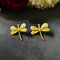Golden Dragonfly anti-tarnish stud earrings with textured wings and high gold plating on stainless steel from Trenzify Store