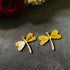Golden Dragonfly anti-tarnish stud earrings with textured wings and high gold plating on stainless steel from Trenzify Store