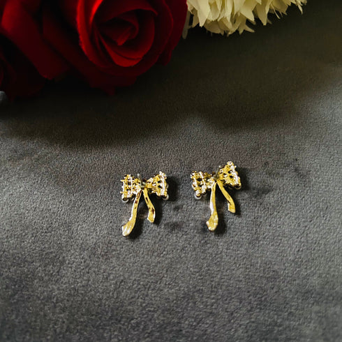 Pearl Bloom anti-tarnish stud earrings with pearl accents, center stone, and high gold plating on stainless steel from Trenzify Store