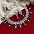 American Diamond (CZ) blue rectangular stone necklace set with matching earrings β imitation jewelry from Trenzify Store.