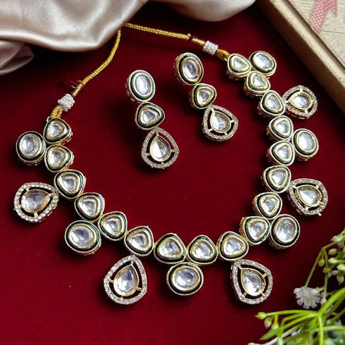 Elegant High Gold Kundan Necklace Set for Women from Trenzify Store.