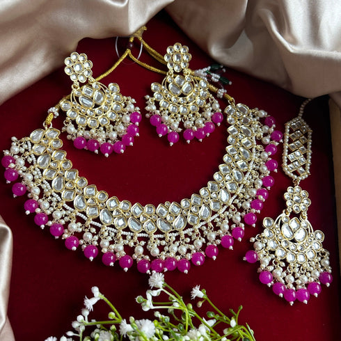 Royal High Gold Kundan Necklace Set for Women from Trenzify Store.