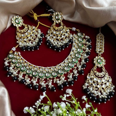 Exquisite High Gold Kundan Necklace Set for Women from Trenzify Store.