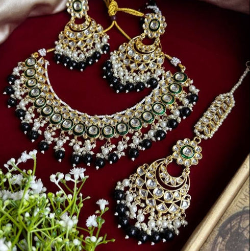 Exquisite High Gold Kundan Necklace Set for Women from Trenzify Store.