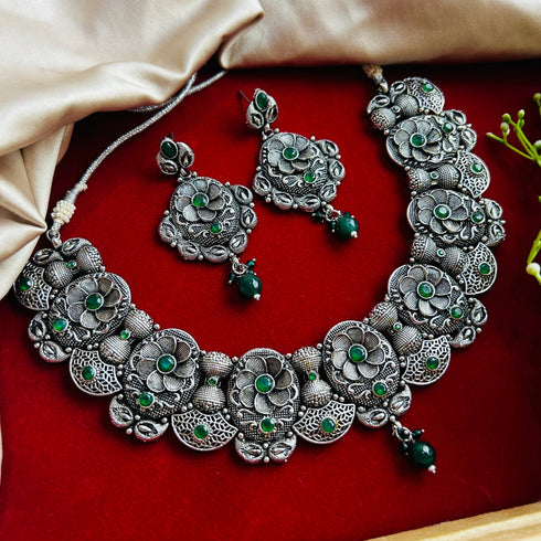 Green Oxidised Necklace Set from Trenzify Store.