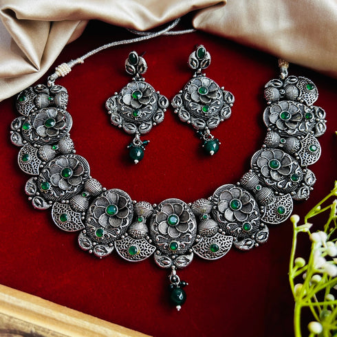 Green Oxidised Necklace Set from Trenzify Store.