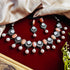 Peach Dual-Tone Beaded Oxidised Necklace Set from Trenzify Store.