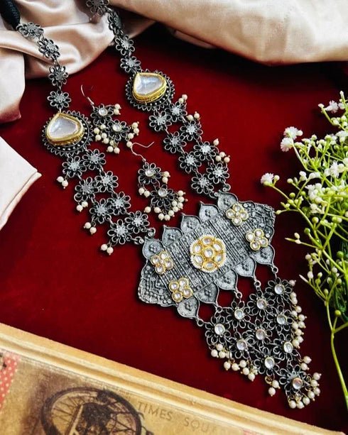 Regal Filigree Oxidized Necklace Set from Trenzify Store.