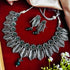 Oxidized Silver Leaf Necklace Set from Trenzify Store.