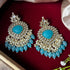 Lotus-Engraved Kundan Pearl Drop Earrings from Trenzify Store.