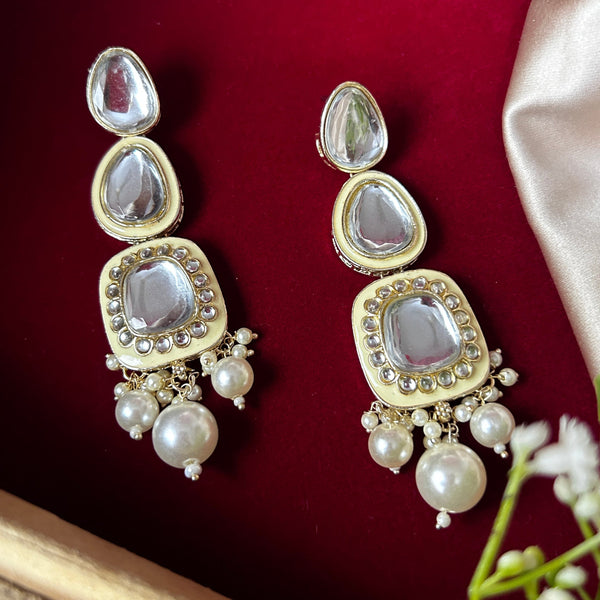 Classic Mirror Kundan Dangler Earrings from Trenzify Store.