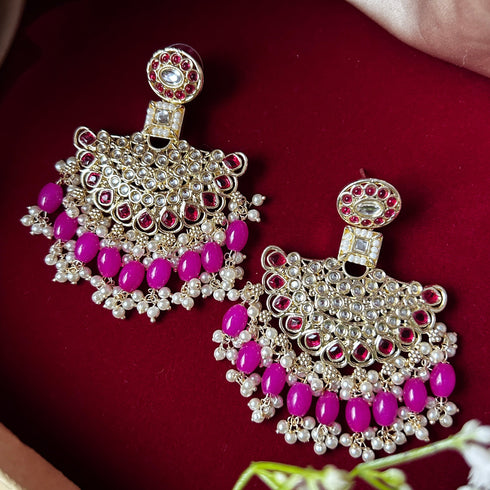 Kundan Dome Fan Earrings from Trenzify Store.