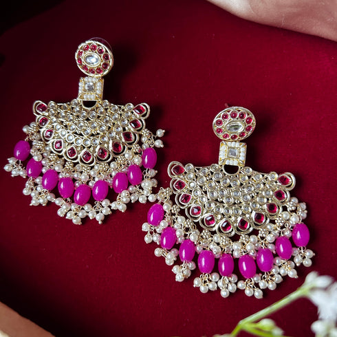 Kundan Dome Fan Earrings from Trenzify Store.