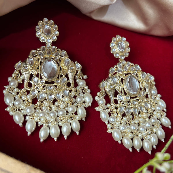 Pearl & Stone Chandbali Earrings from Trenzify Store.