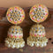 Round Floral Meenakari Jhumka Earrings from Trenzify Store.