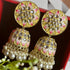 Round Floral Meenakari Jhumka Earrings from Trenzify Store.