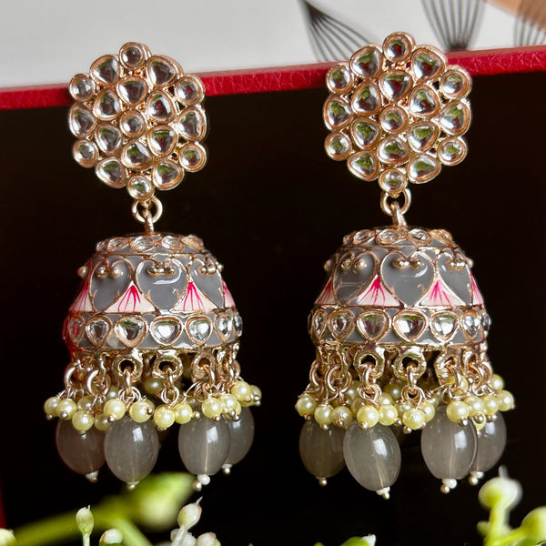 Meenakari Kundan Jhumka Earrings from Trenzify Store.