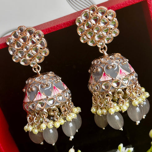 Meenakari Kundan Jhumka Earrings from Trenzify Store.