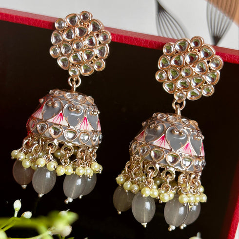 Meenakari Kundan Jhumka Earrings from Trenzify Store.