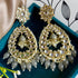 Grey Beaded Teardrop Kundan Earrings from Trenzify Store.