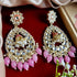 Light Pink Beaded Teardrop Kundan Earrings from Trenzify Store.