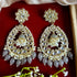Grey Beaded Teardrop Kundan Earrings from Trenzify Store.