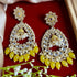 Yellow Beaded Teardrop Kundan Earrings from Trenzify Store.
