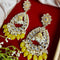 Yellow Beaded Teardrop Kundan Earrings from Trenzify Store.