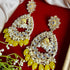 Yellow Beaded Teardrop Kundan Earrings from Trenzify Store.