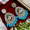 Turquoise Beaded Teardrop Kundan Earrings from Trenzify Store.