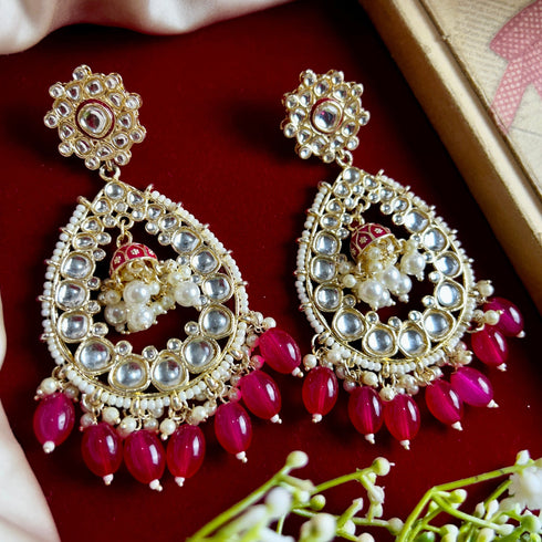 Rani Beaded Teardrop Kundan Earrings from Trenzify Store.