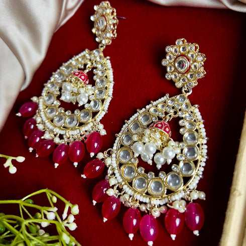 Rani Beaded Teardrop Kundan Earrings from Trenzify Store.