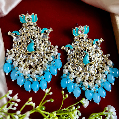 Lotus & Peacock Kundan Earrings from Trenzify Store.