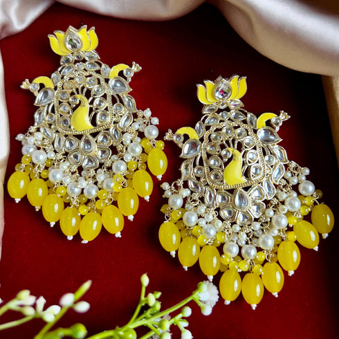 Lotus & Peacock Kundan Earrings from Trenzify Store.